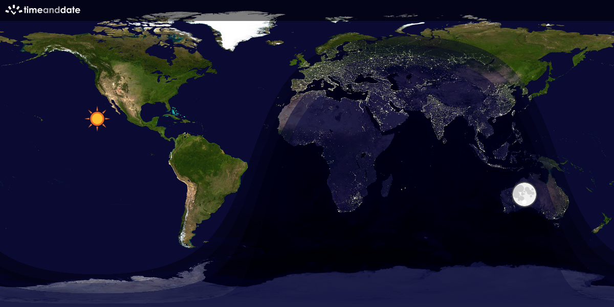 Verdenskart som viser dag og natt 