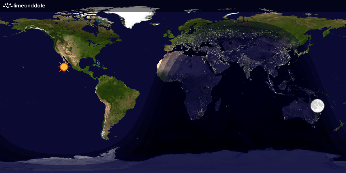 Verdenskart som viser dag og natt 