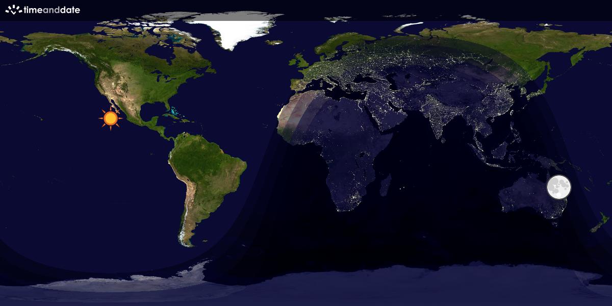 Verdenskart som viser dag og natt 