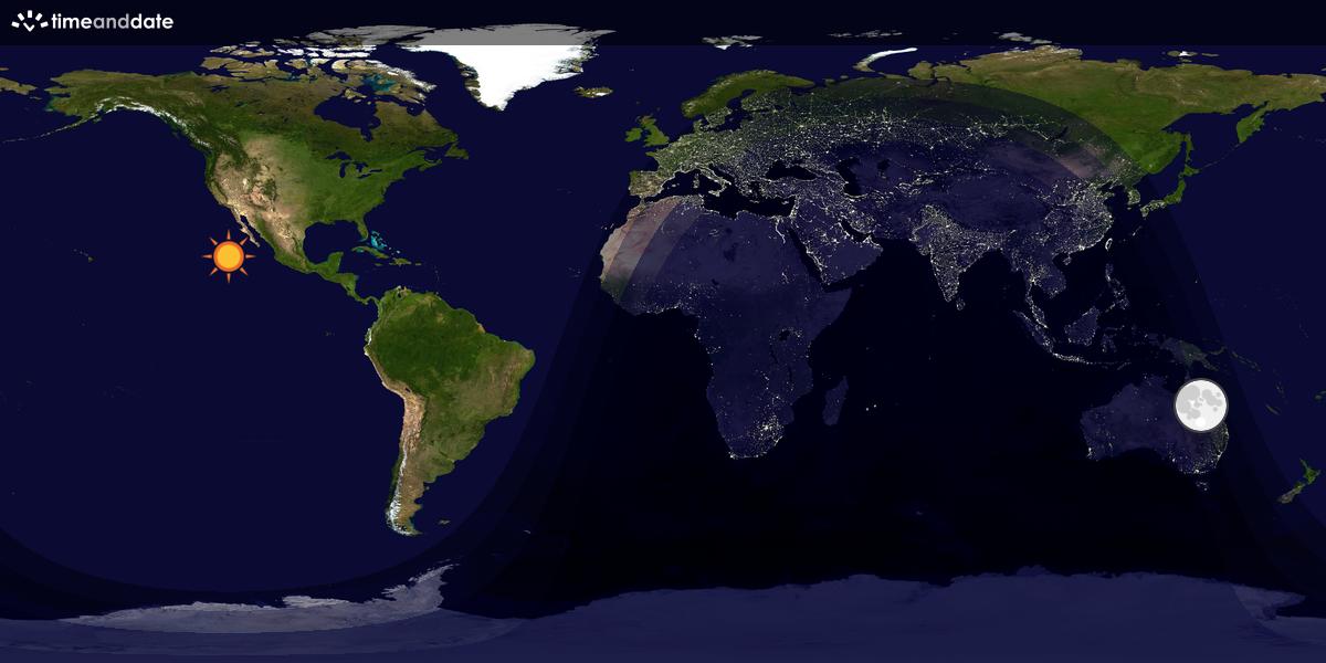 Verdenskart som viser dag og natt 