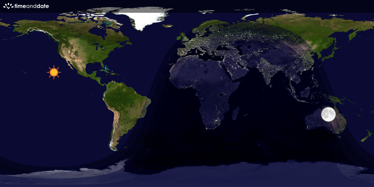 Verdenskart som viser dag og natt 