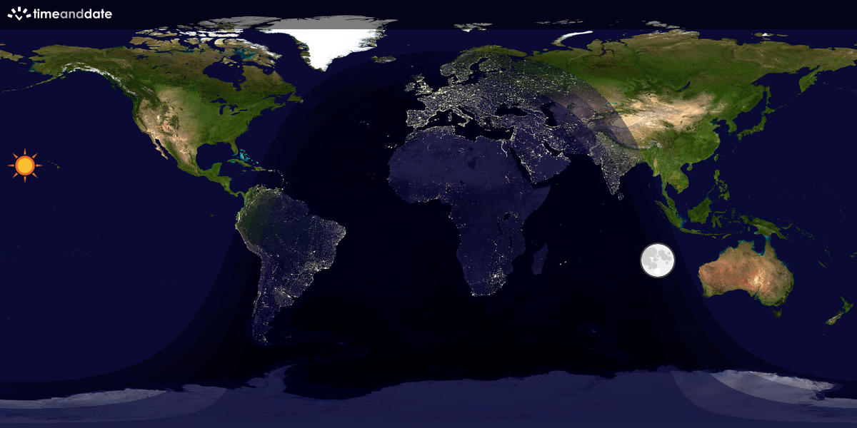 Verdenskart som viser dag og natt 