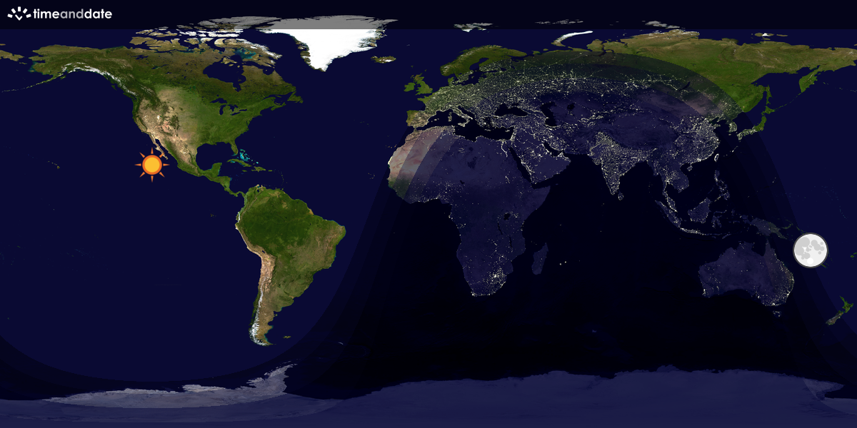 Verdenskart som viser dag og natt 