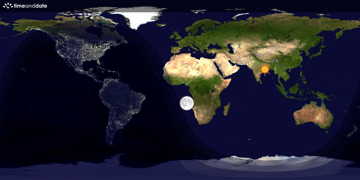 Verdenskart som viser dag og natt 