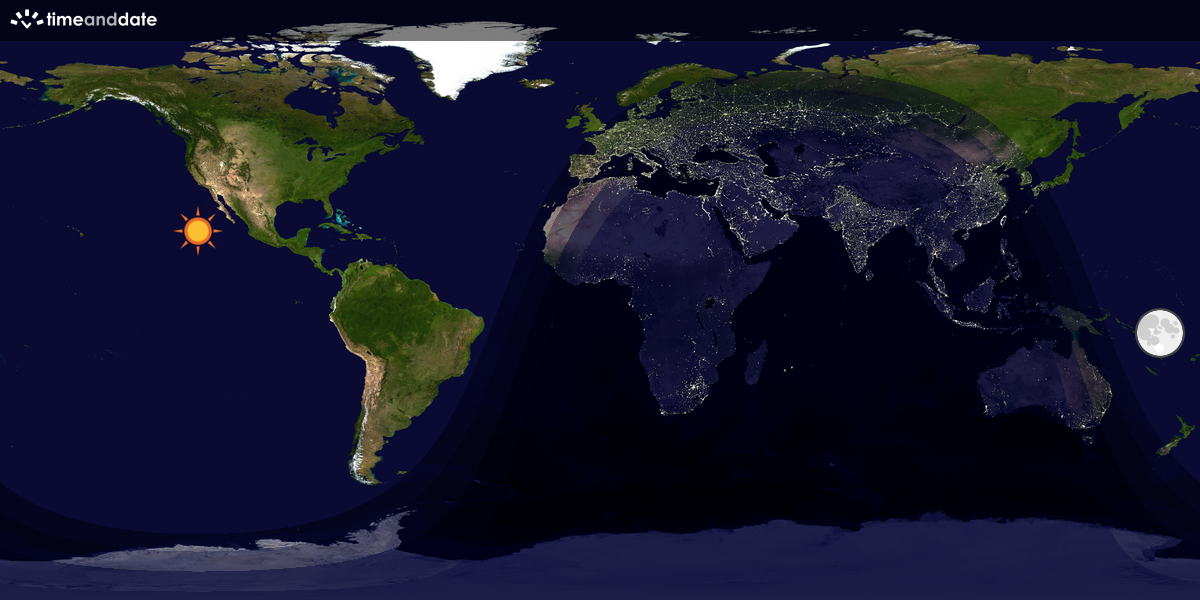 Verdenskart som viser dag og natt 