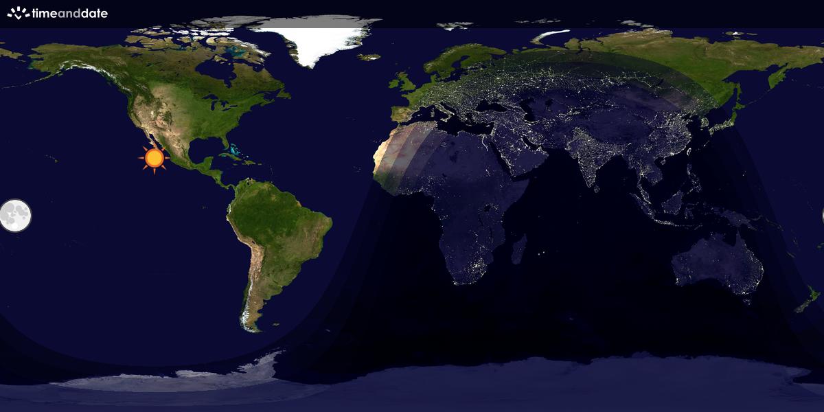 Verdenskart som viser dag og natt 