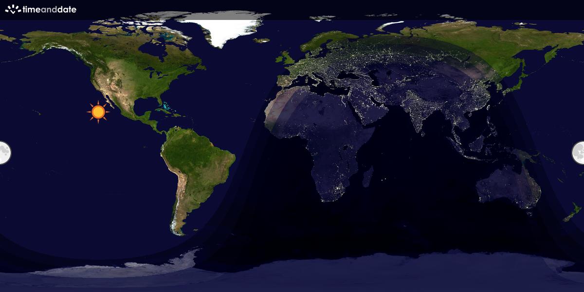 Verdenskart som viser dag og natt 