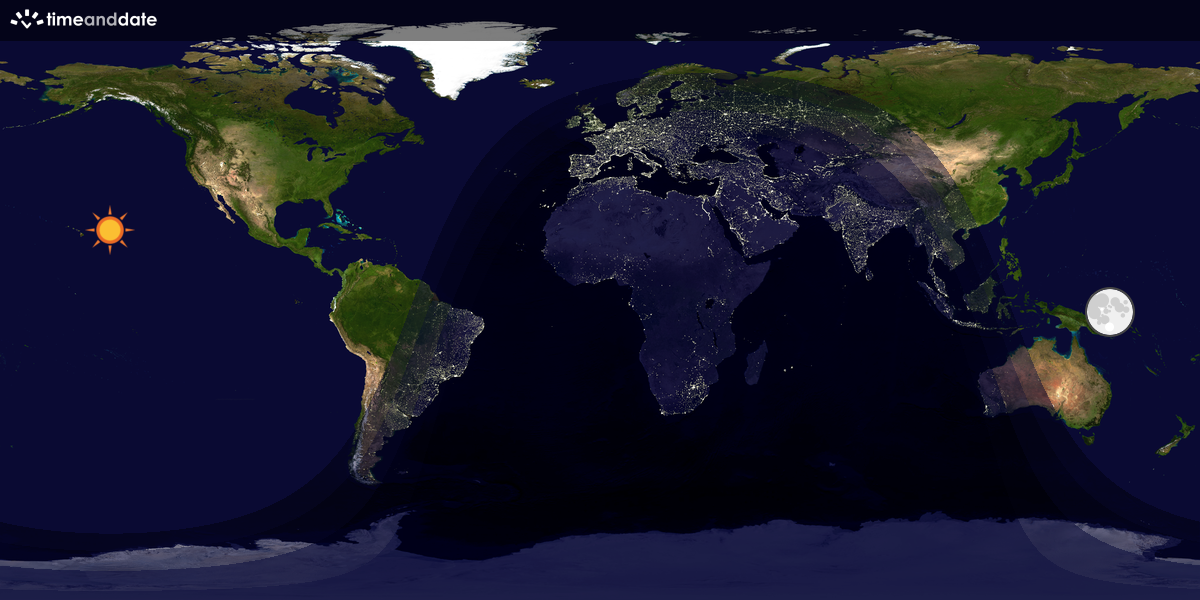 Verdenskart som viser dag og natt 