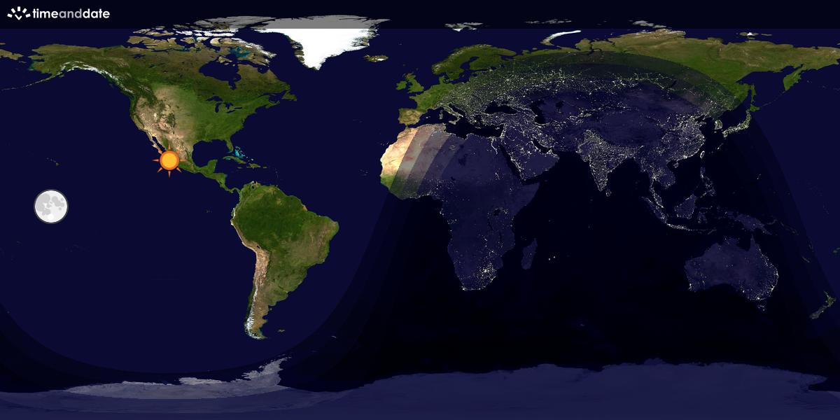 Verdenskart som viser dag og natt 