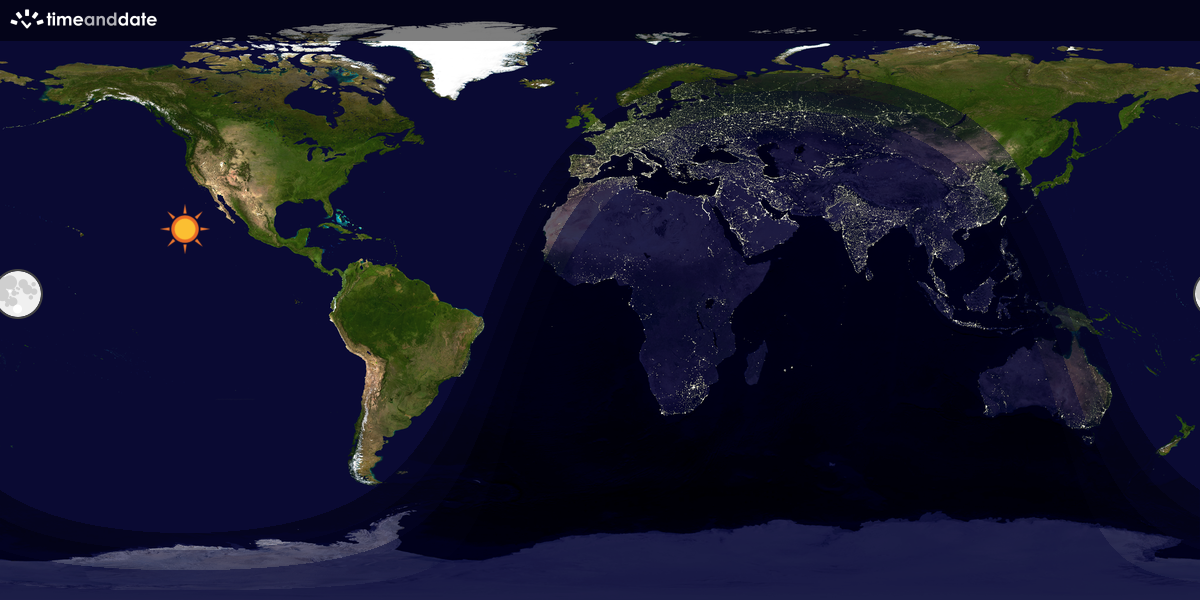 Verdenskart som viser dag og natt 