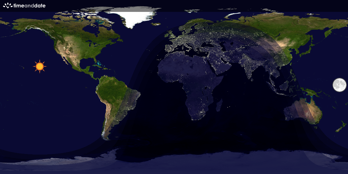 Verdenskart som viser dag og natt 
