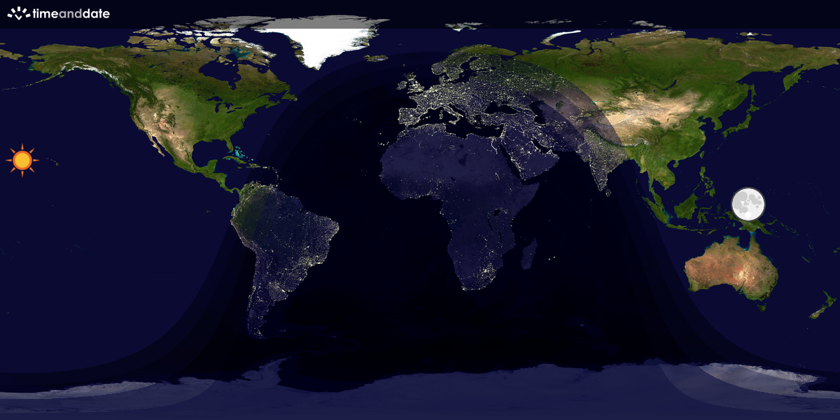 Verdenskart som viser dag og natt 
