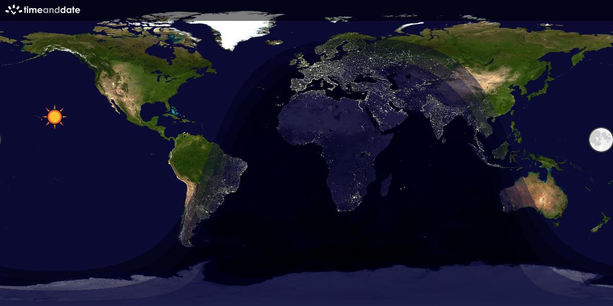 Verdenskart som viser dag og natt 