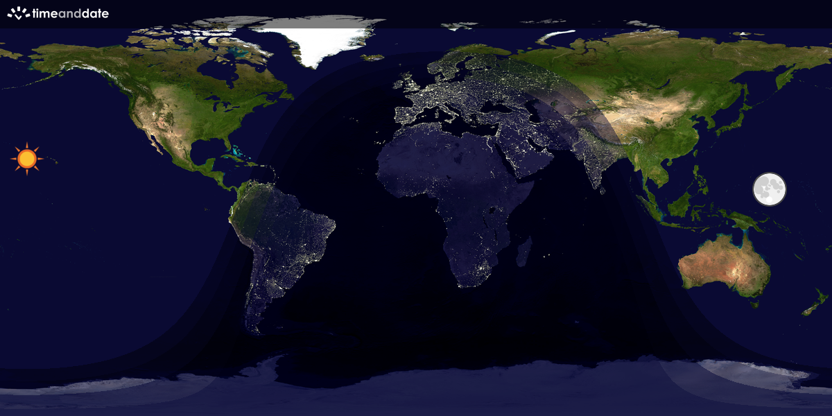 Verdenskart som viser dag og natt 