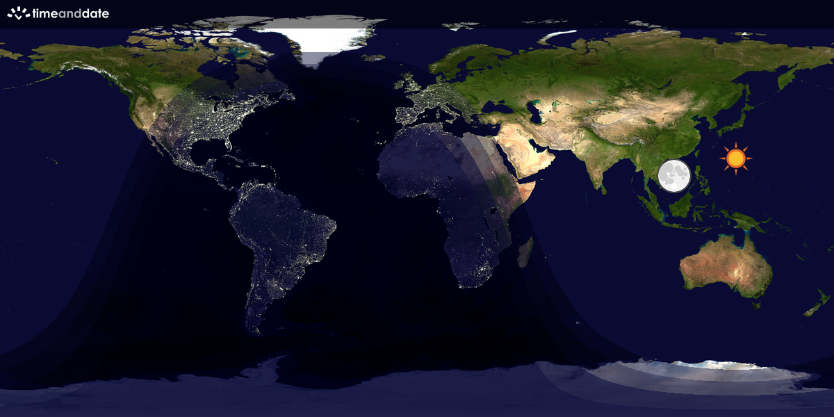 Verdenskart som viser dag og natt 