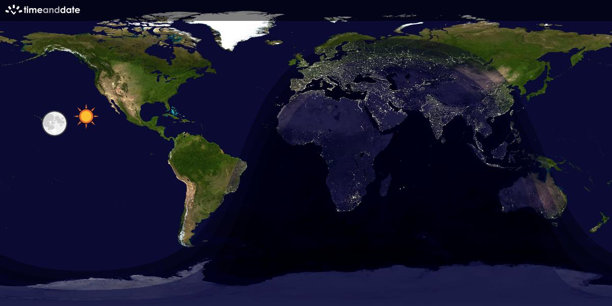 Verdenskart som viser dag og natt 