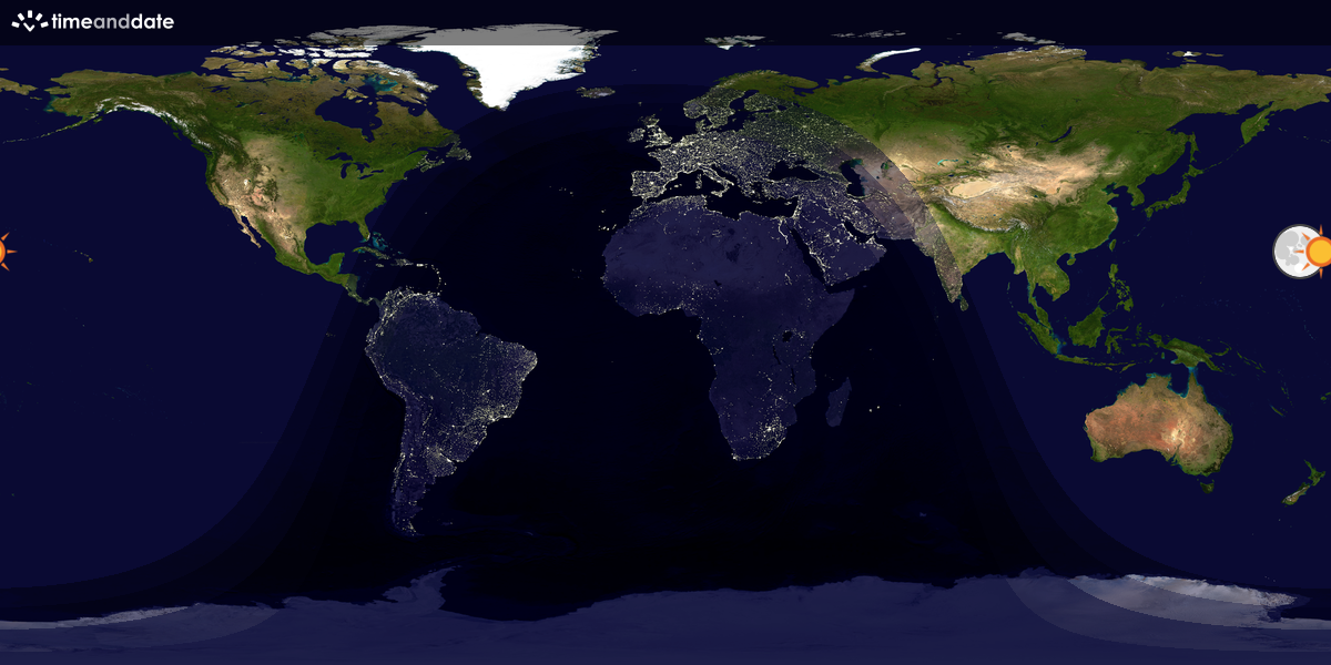 Verdenskart som viser dag og natt 