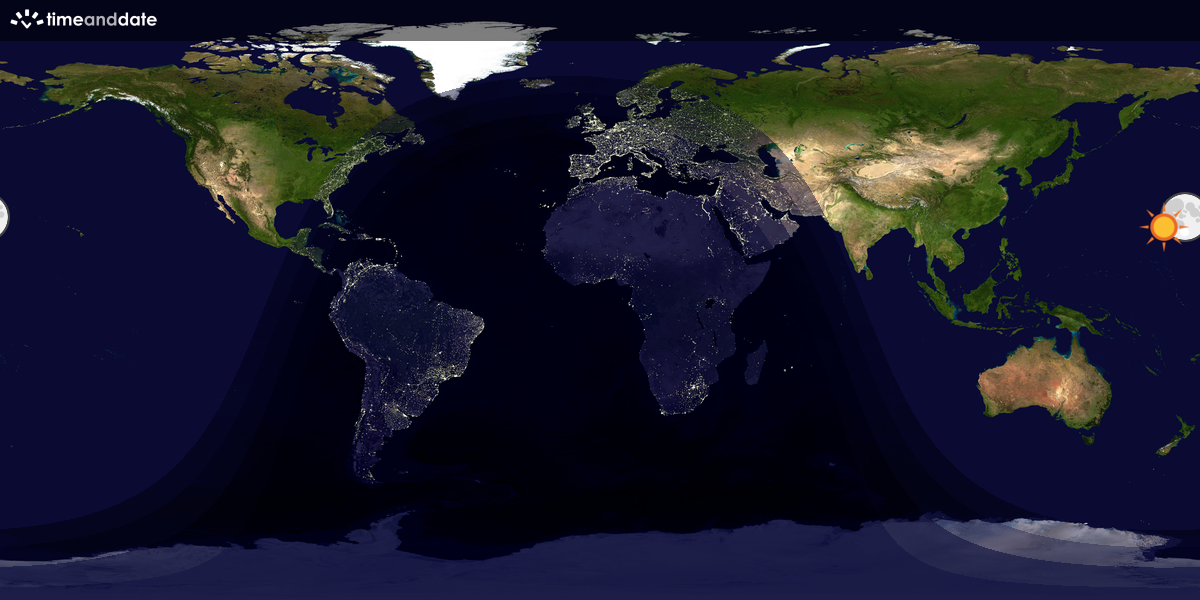 Verdenskart som viser dag og natt 