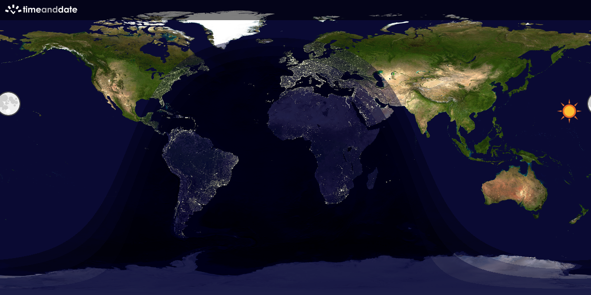 Verdenskart som viser dag og natt 