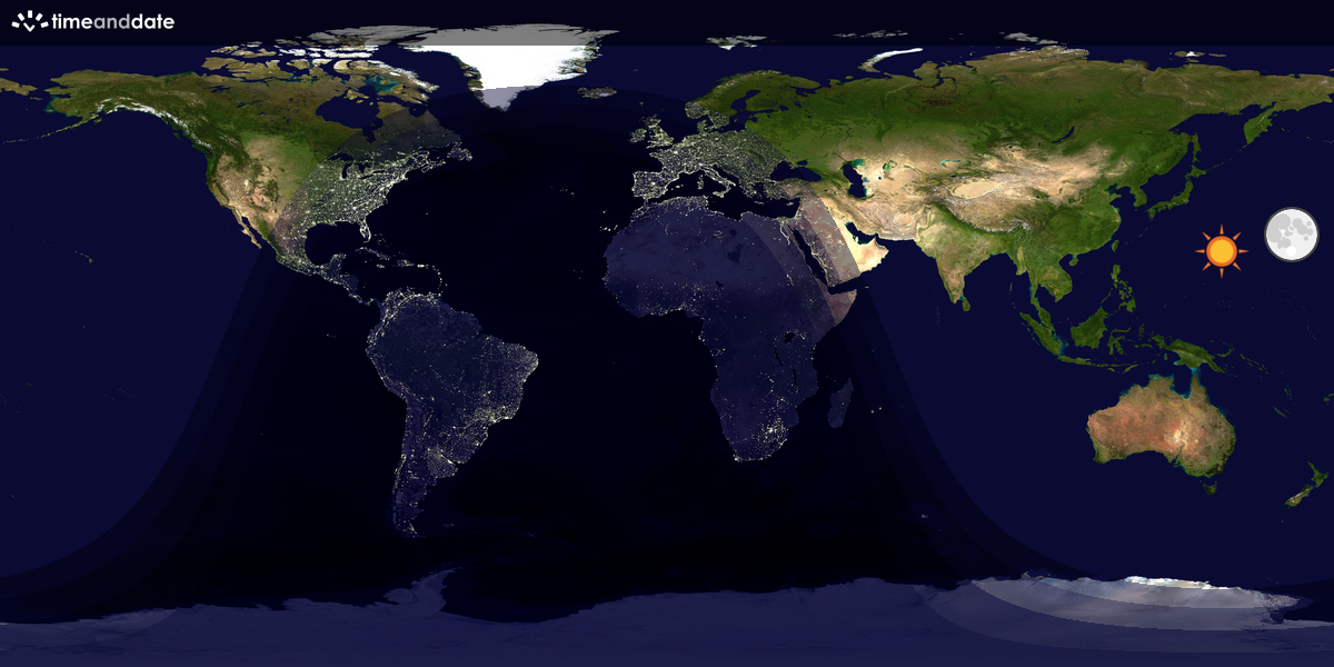 Verdenskart som viser dag og natt 