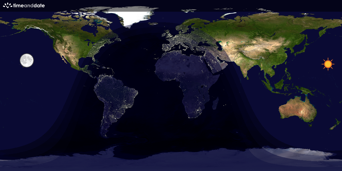 Verdenskart som viser dag og natt 