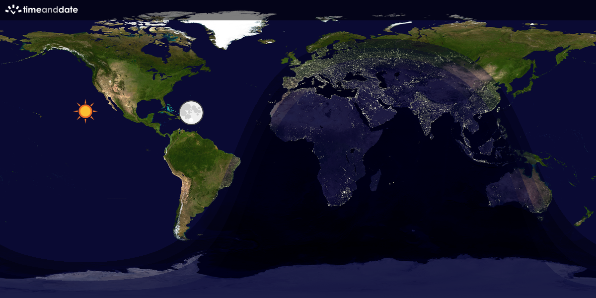 Verdenskart som viser dag og natt 