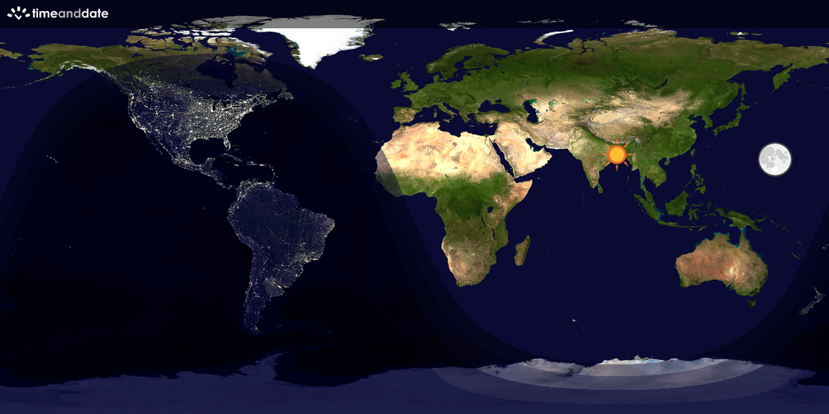 Verdenskart som viser dag og natt 
