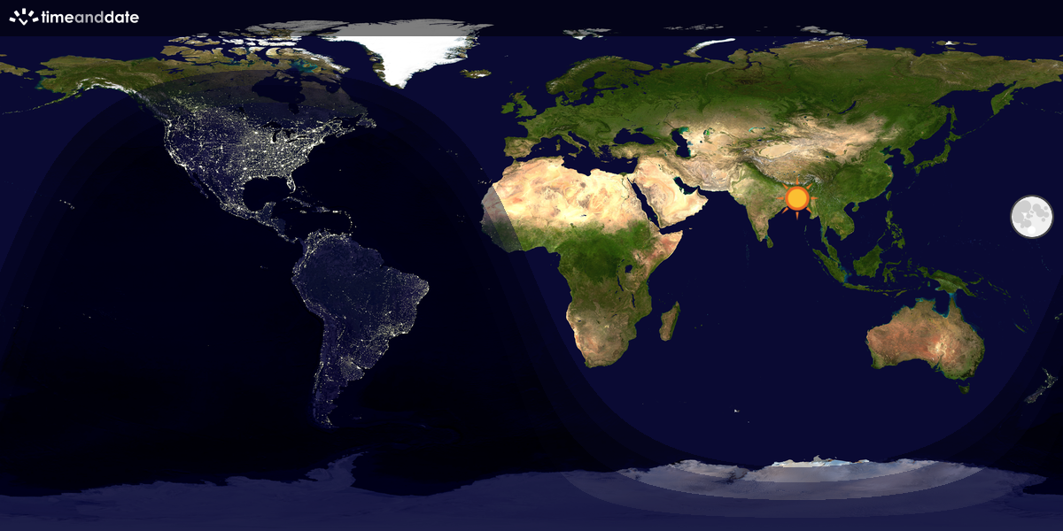 Verdenskart som viser dag og natt 