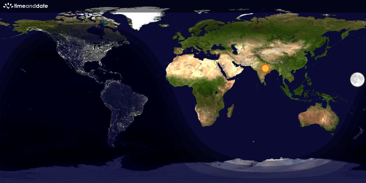 Verdenskart som viser dag og natt 