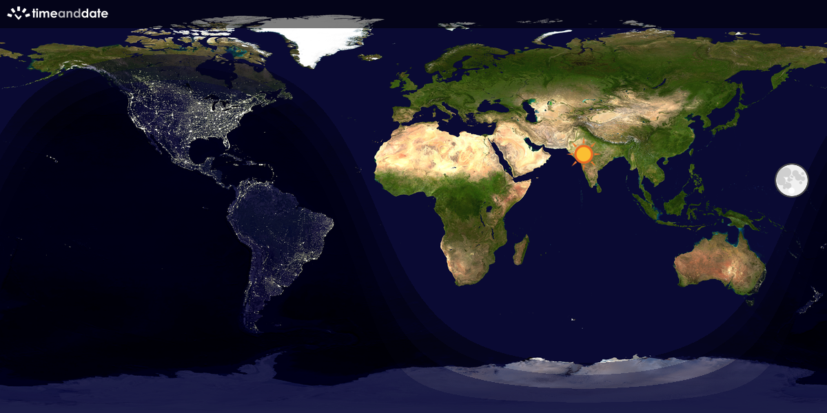 Verdenskart som viser dag og natt 