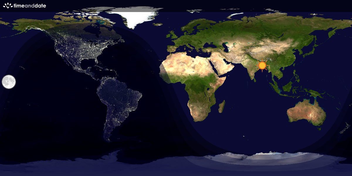 Verdenskart som viser dag og natt 