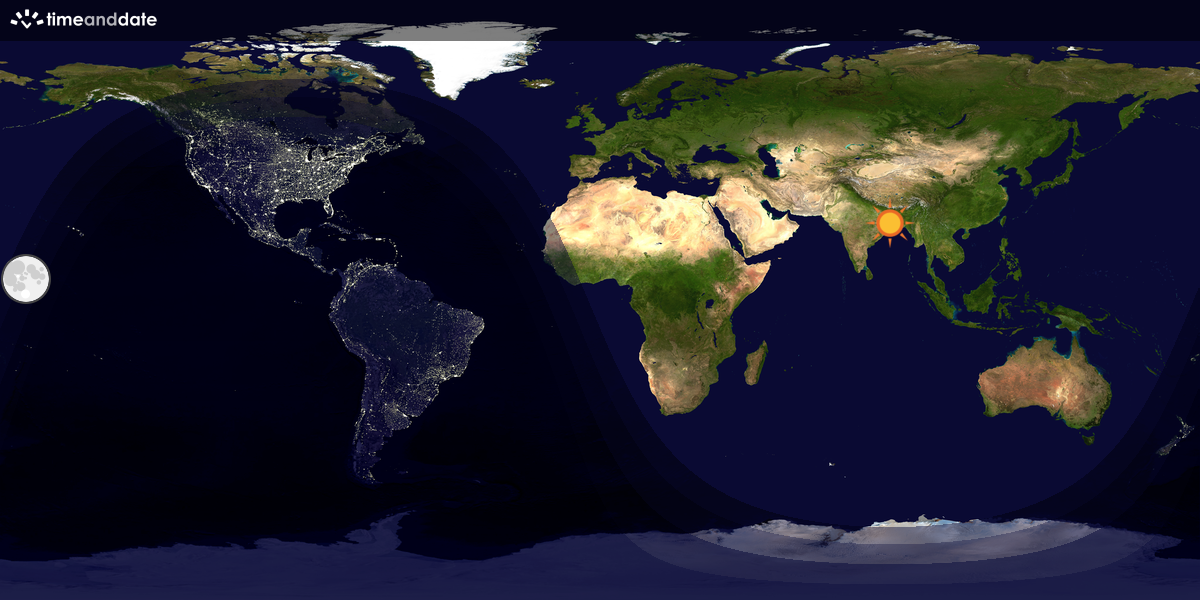 Verdenskart som viser dag og natt 