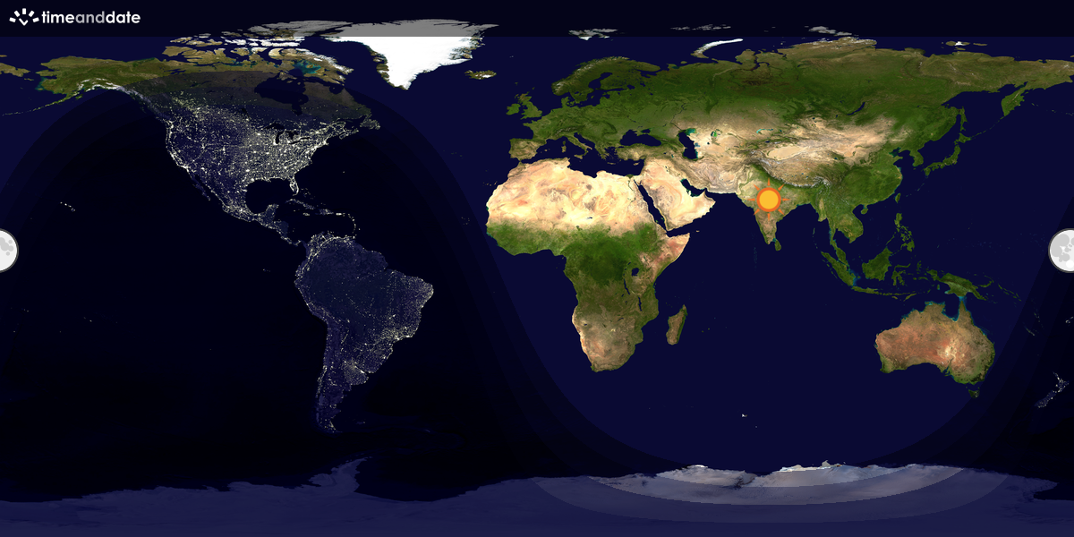 Verdenskart som viser dag og natt 