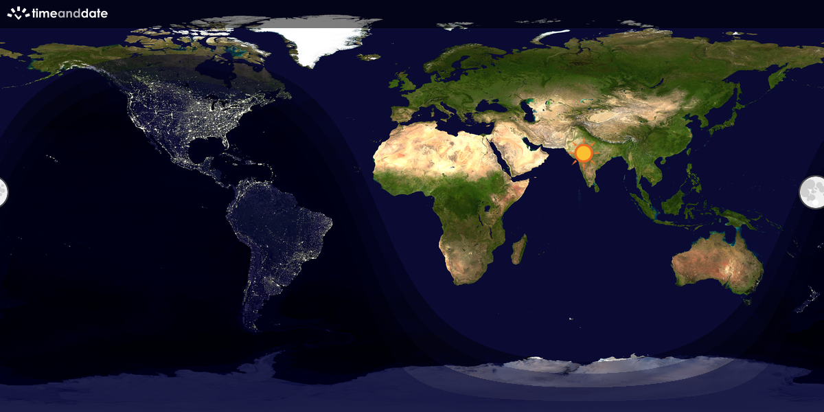 Verdenskart som viser dag og natt 