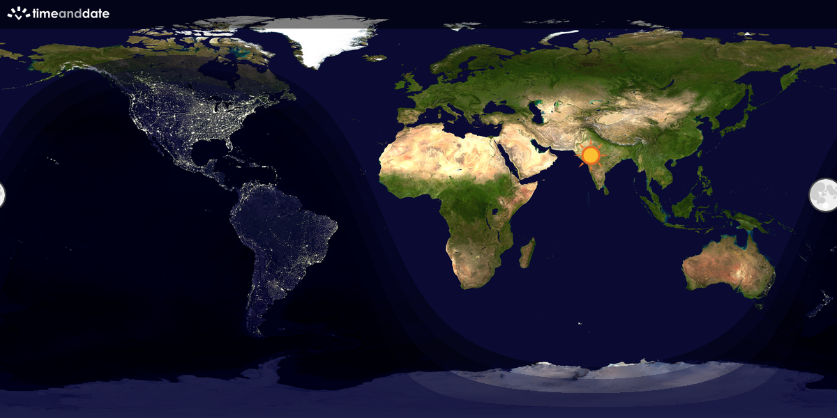 Verdenskart som viser dag og natt 
