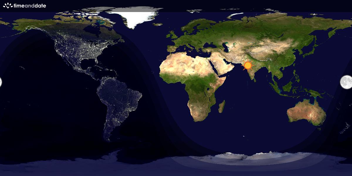 Verdenskart som viser dag og natt 