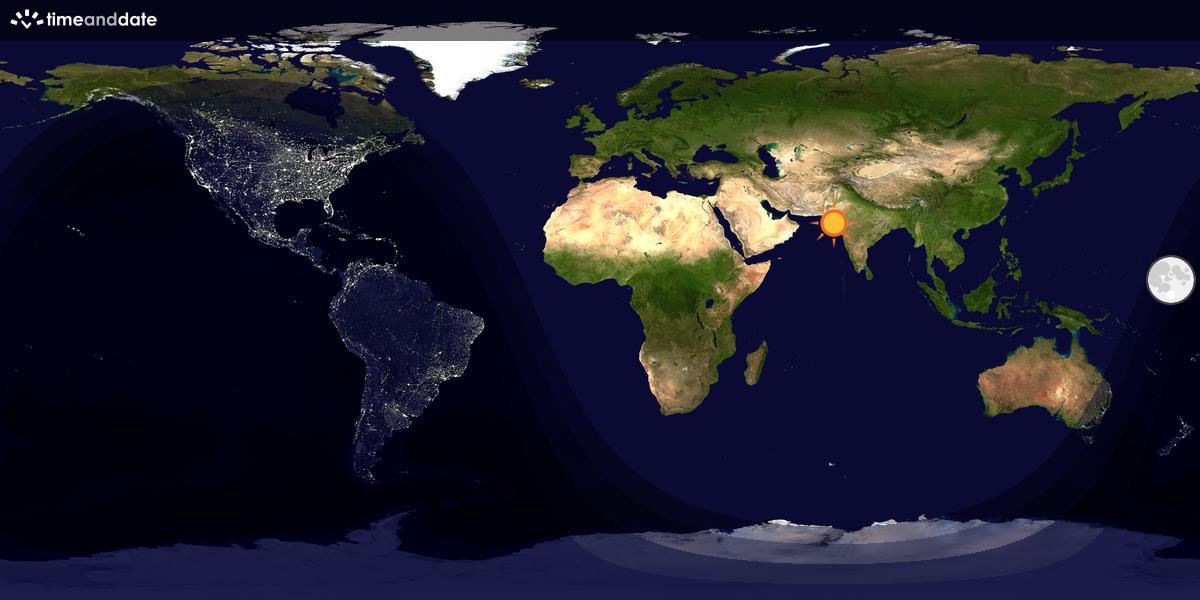 Verdenskart som viser dag og natt 
