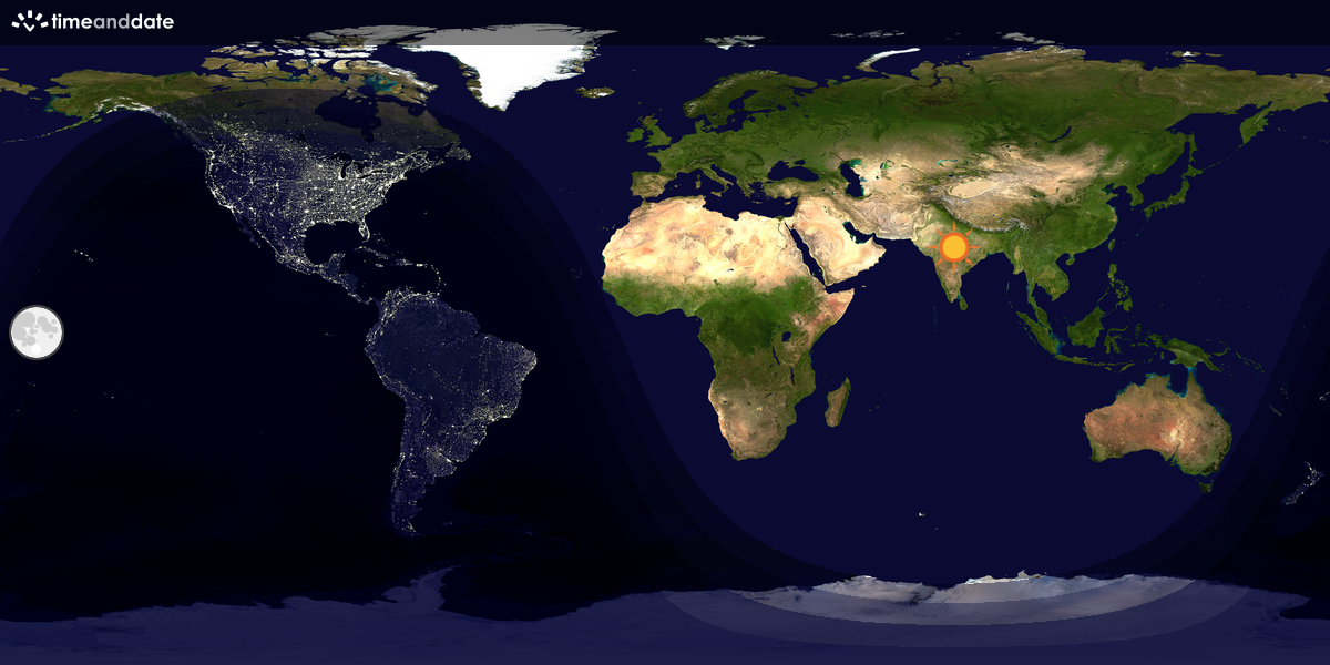 Verdenskart som viser dag og natt 