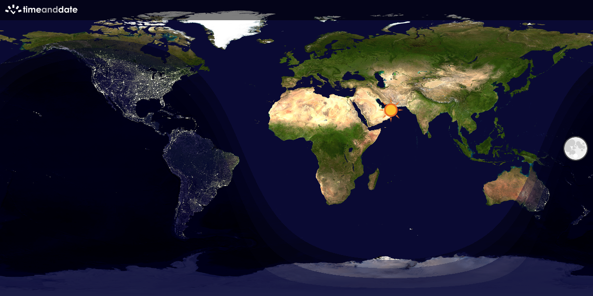 Verdenskart som viser dag og natt 