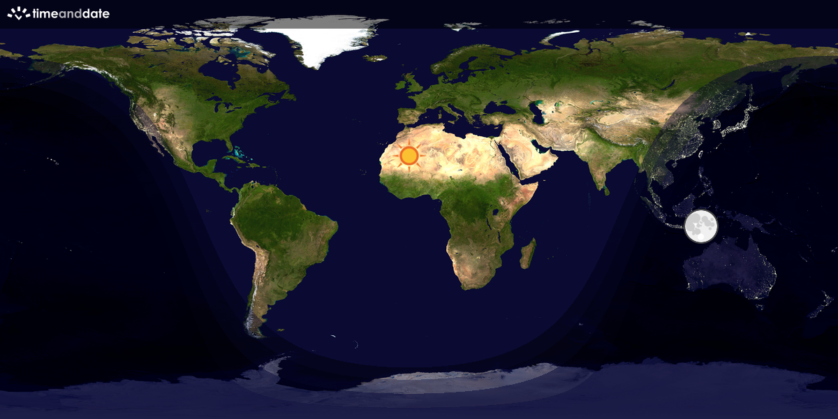 Verdenskart som viser dag og natt 