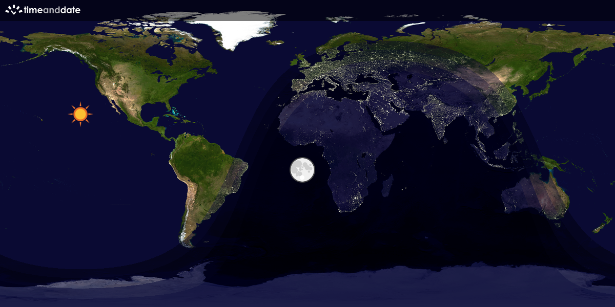 Verdenskart som viser dag og natt 