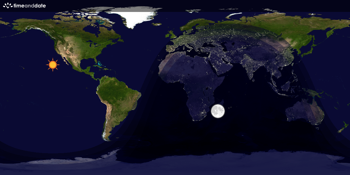 Verdenskart som viser dag og natt 