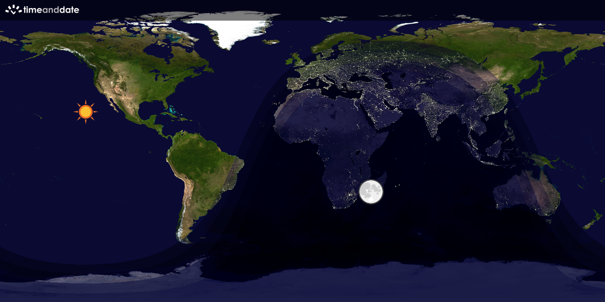 Verdenskart som viser dag og natt 