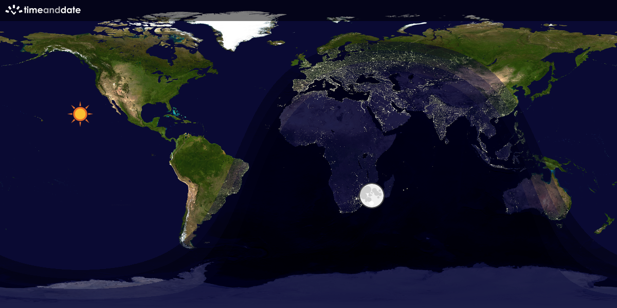 Verdenskart som viser dag og natt 