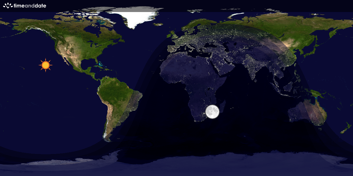 Verdenskart som viser dag og natt 
