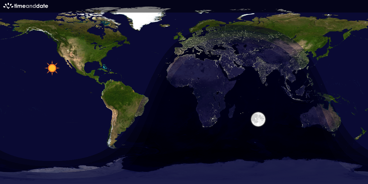 Verdenskart som viser dag og natt 