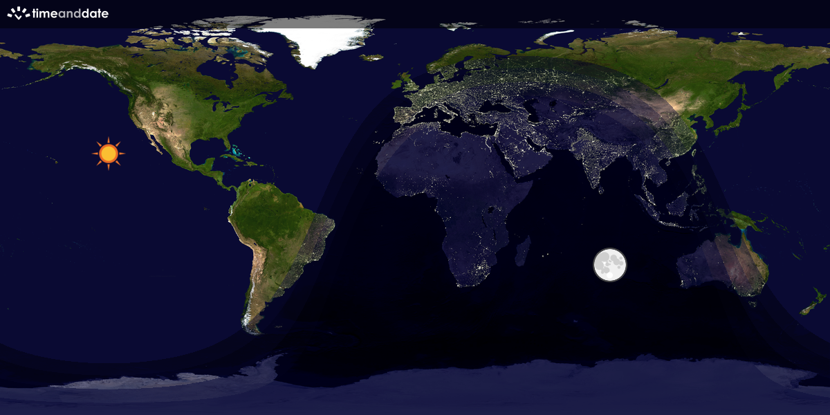 Verdenskart som viser dag og natt 