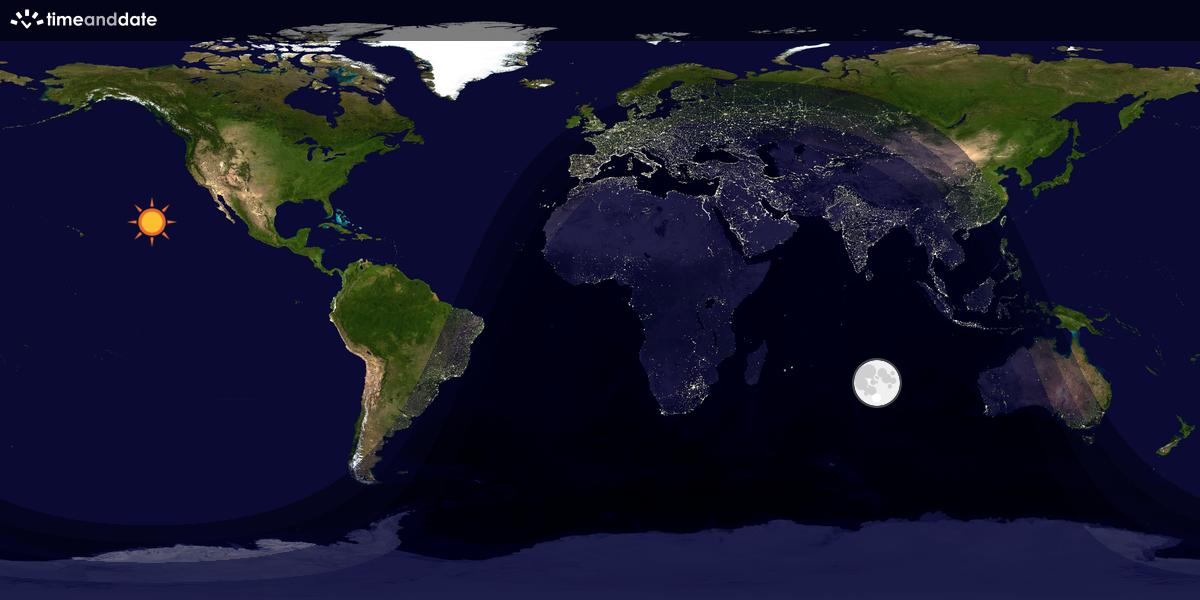 Verdenskart som viser dag og natt 