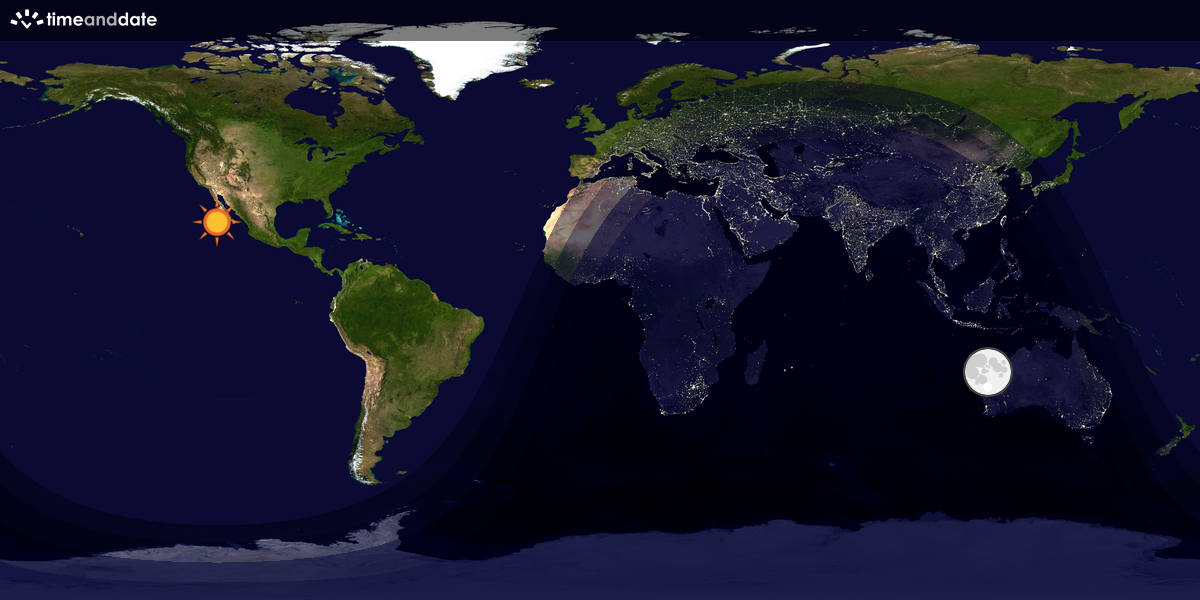 Verdenskart som viser dag og natt 
