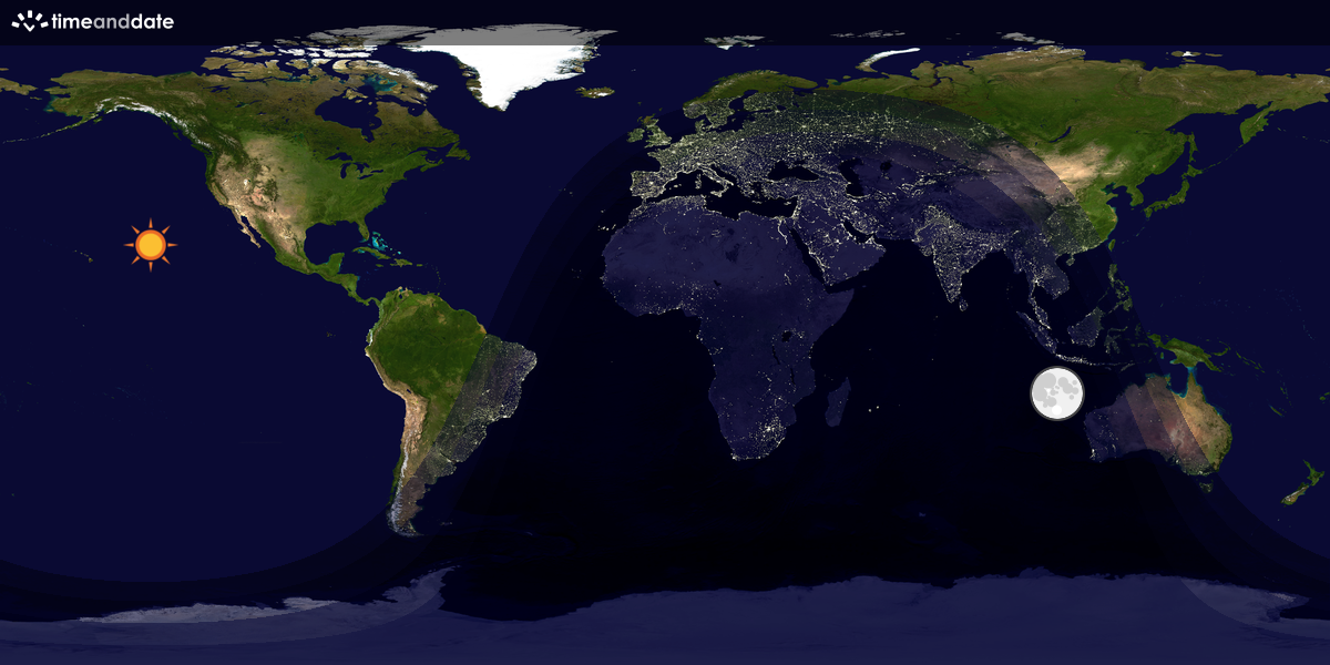 Verdenskart som viser dag og natt 